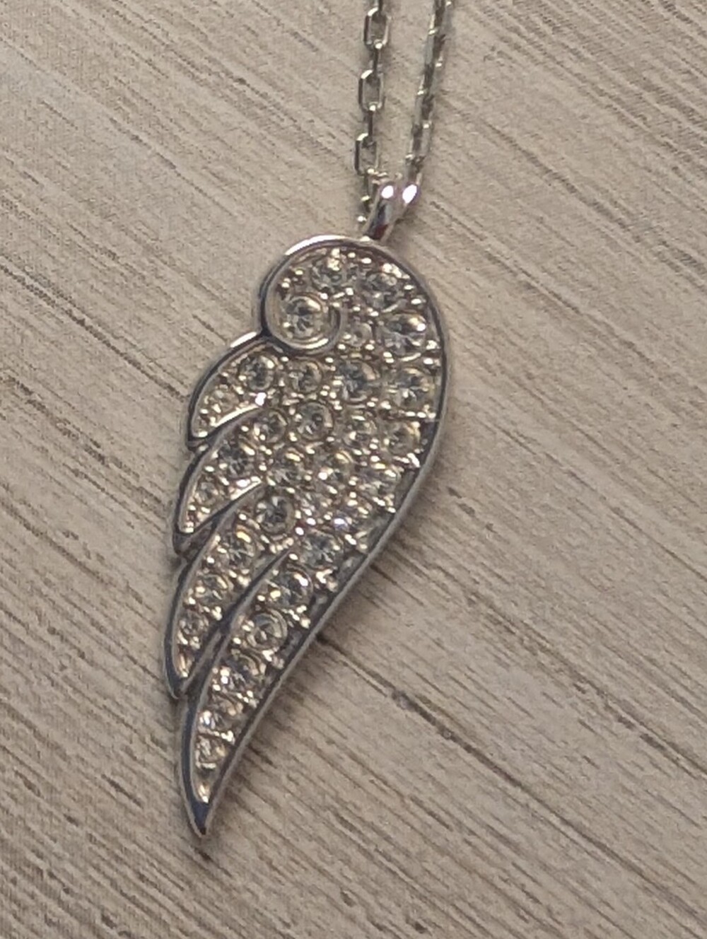 Swarovski Angel Wing Chain Necklace - Silvertone 20"